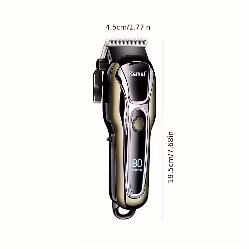 Kemei KM-PG1990A Cordless Professional Hair Clipper – USB Rechargeable with LCD Display