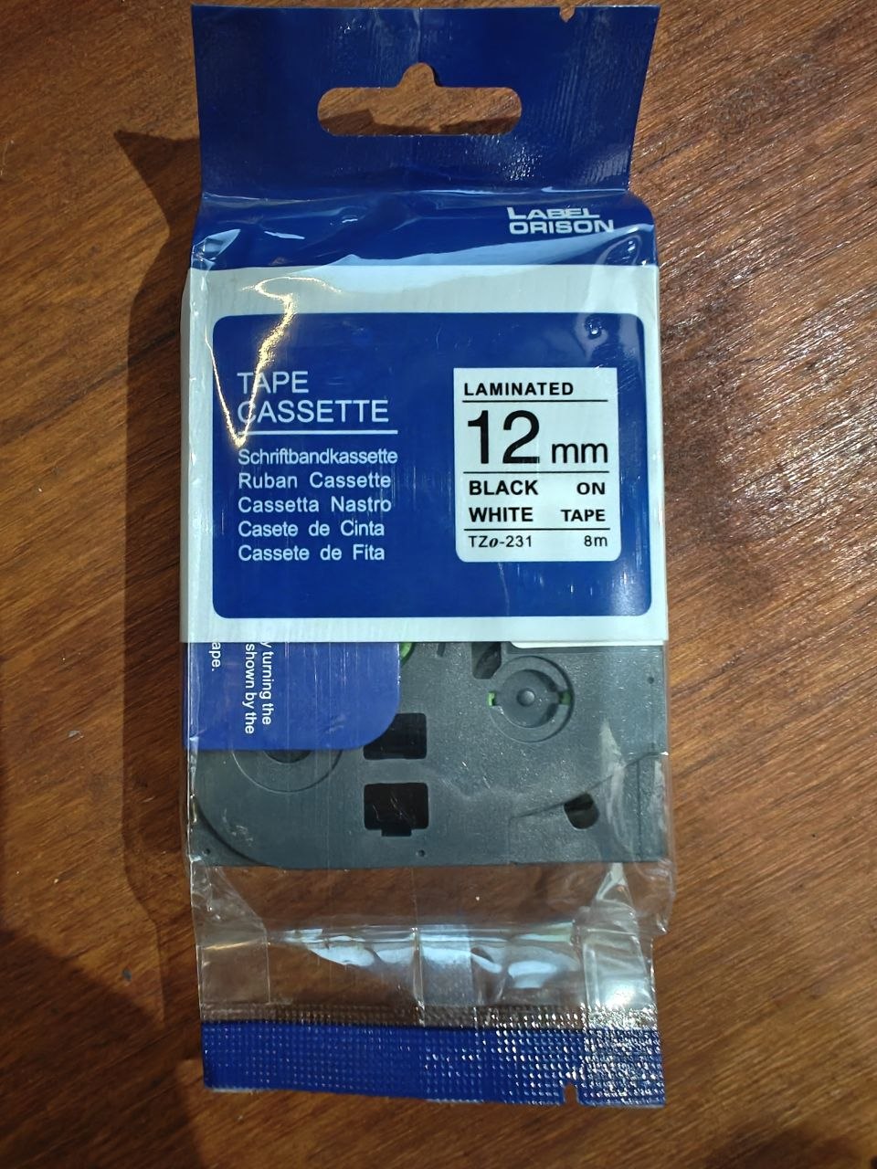 Sealed compatible Brother TZe-231 12mm x 8m black on white laminated label tape cassette