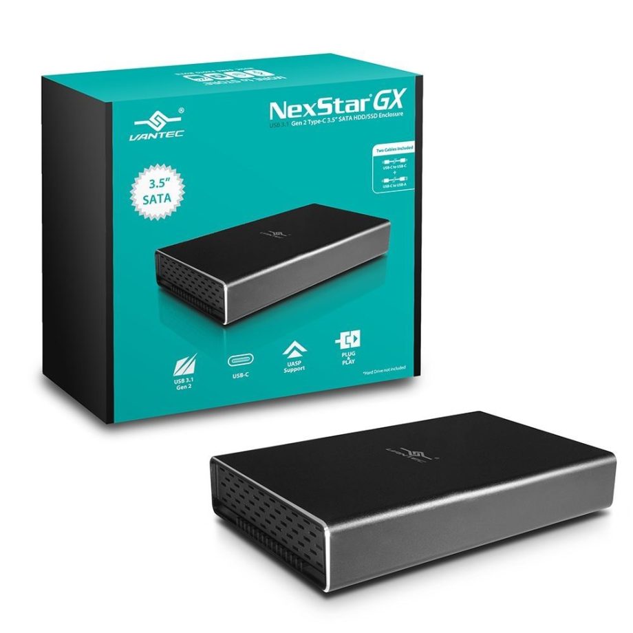 Vantec NexStar GX NST-371C31-BK Drive Enclosure — USB 3.1 Gen 2 Type-C 10Gbps, 3.5″ & 2.5″ SATA, Aluminium (Used)