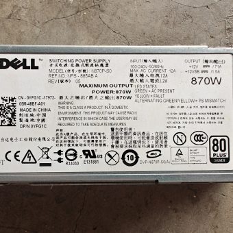 Dell N870P-S0 870W hot-swap power supply label, DP/N 0YFG1C, 80 Plus Silver
